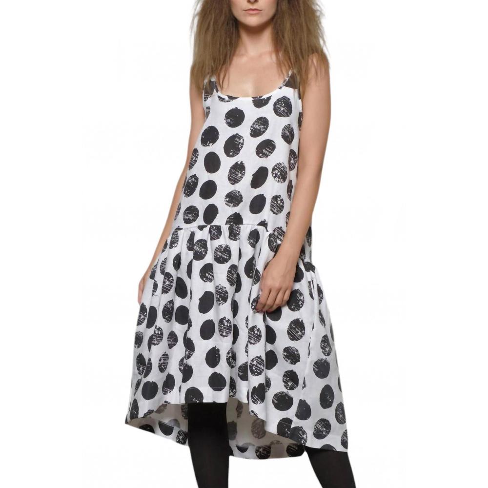 NEW SIMPLY MILA linen peplum dress in dots